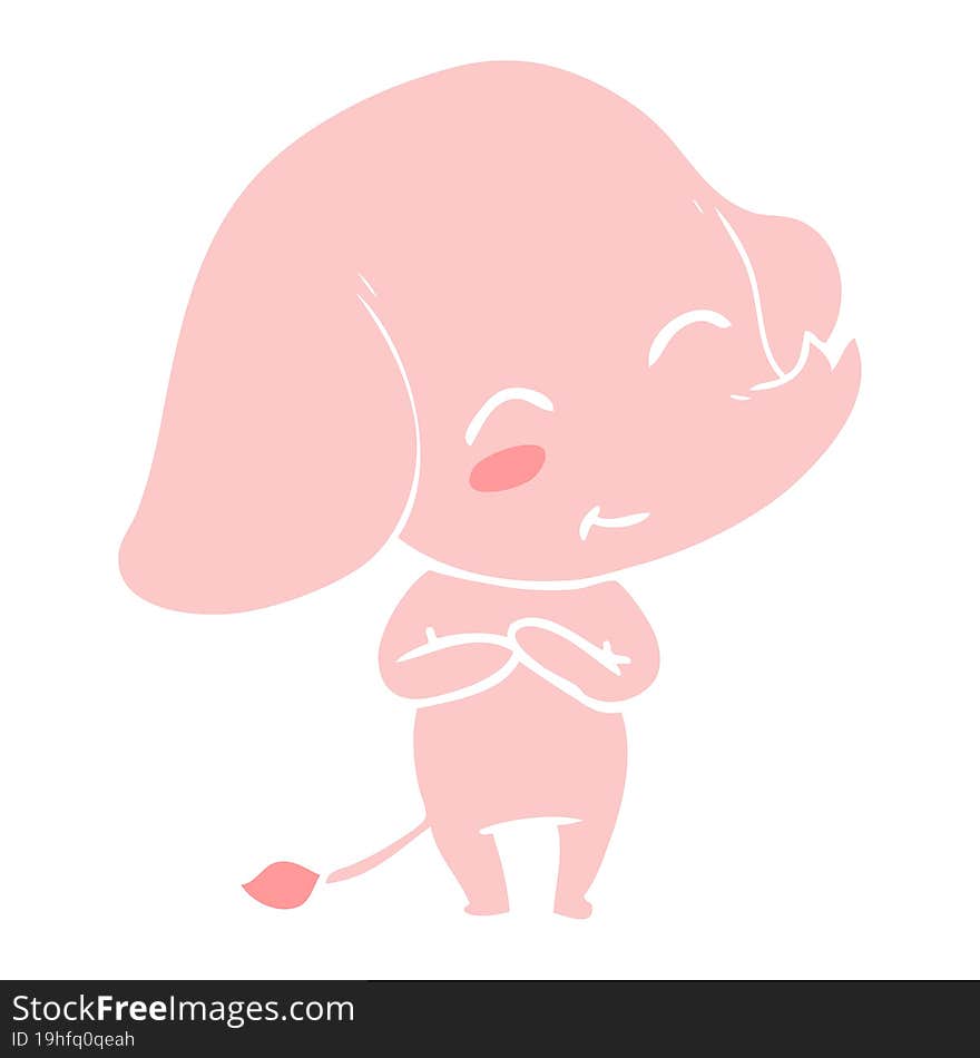 cute flat color style cartoon elephant