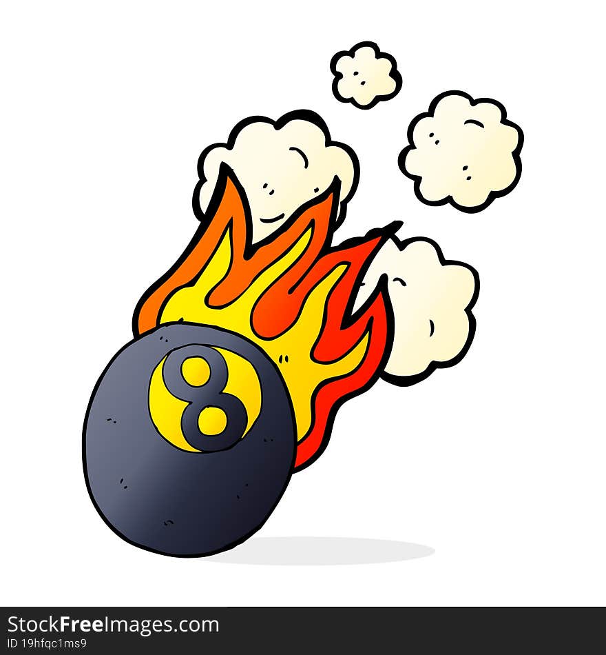 cartoon flaming pool ball