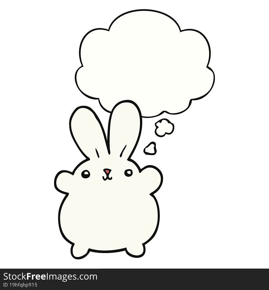 Cute Cartoon Rabbit And Thought Bubble