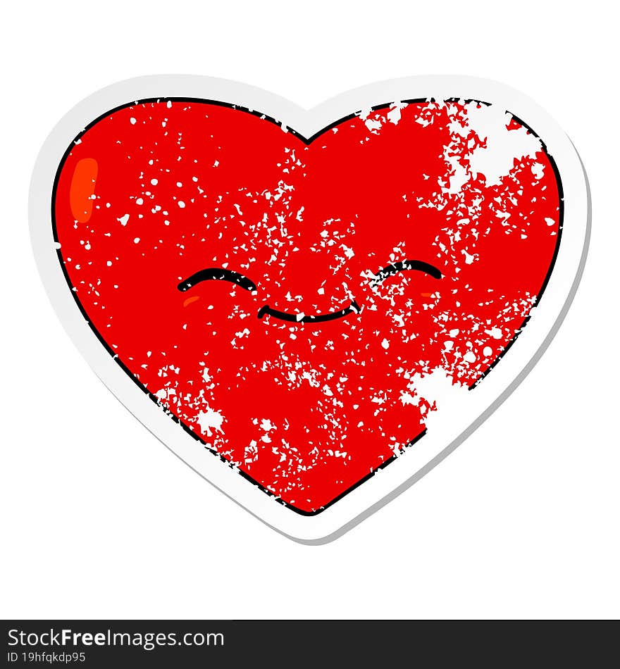 distressed sticker of a cartoon happy love heart