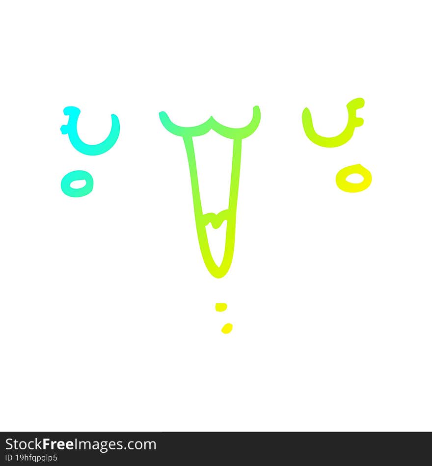 cold gradient line drawing cute happy cartoon face