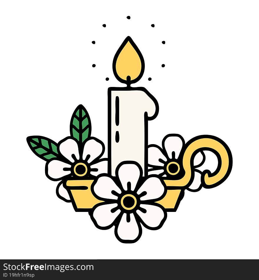 traditional tattoo of a candle holder