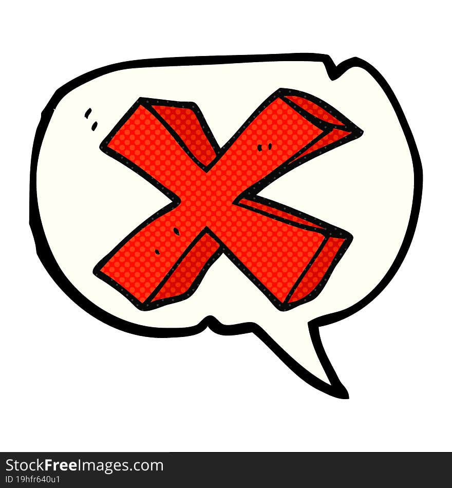 comic book speech bubble cartoon negative x symbol