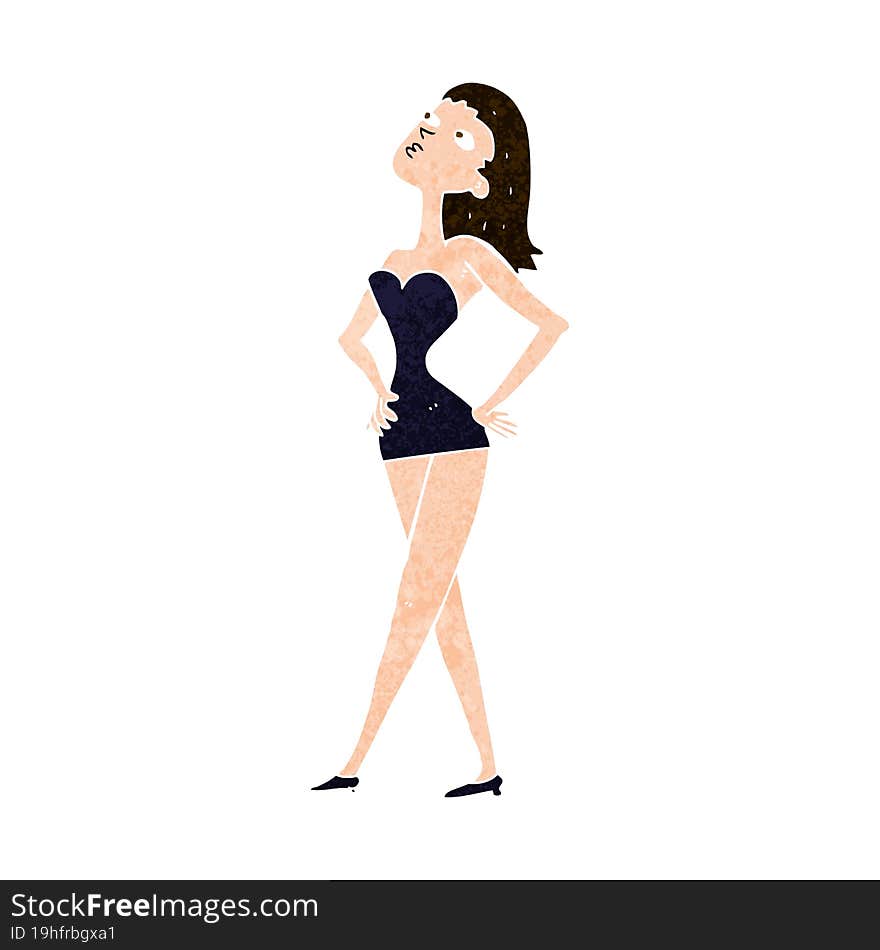 cartoon woman in party dress