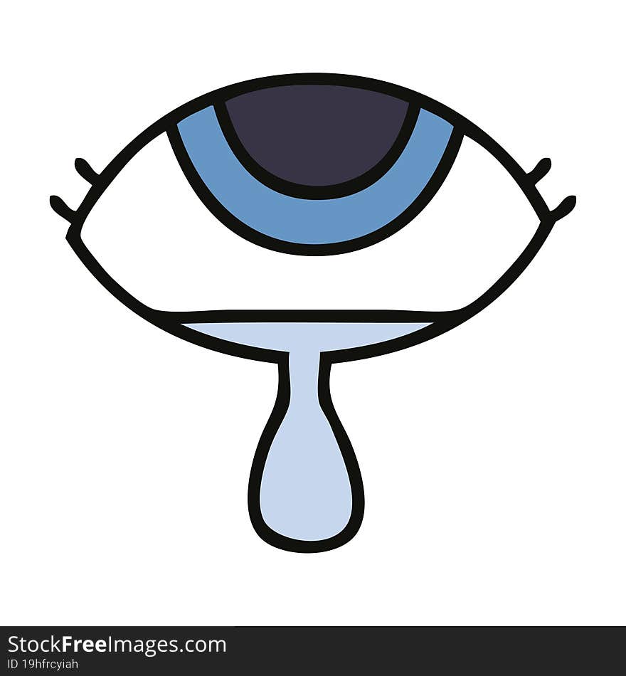 cute cartoon of a crying eye. cute cartoon of a crying eye