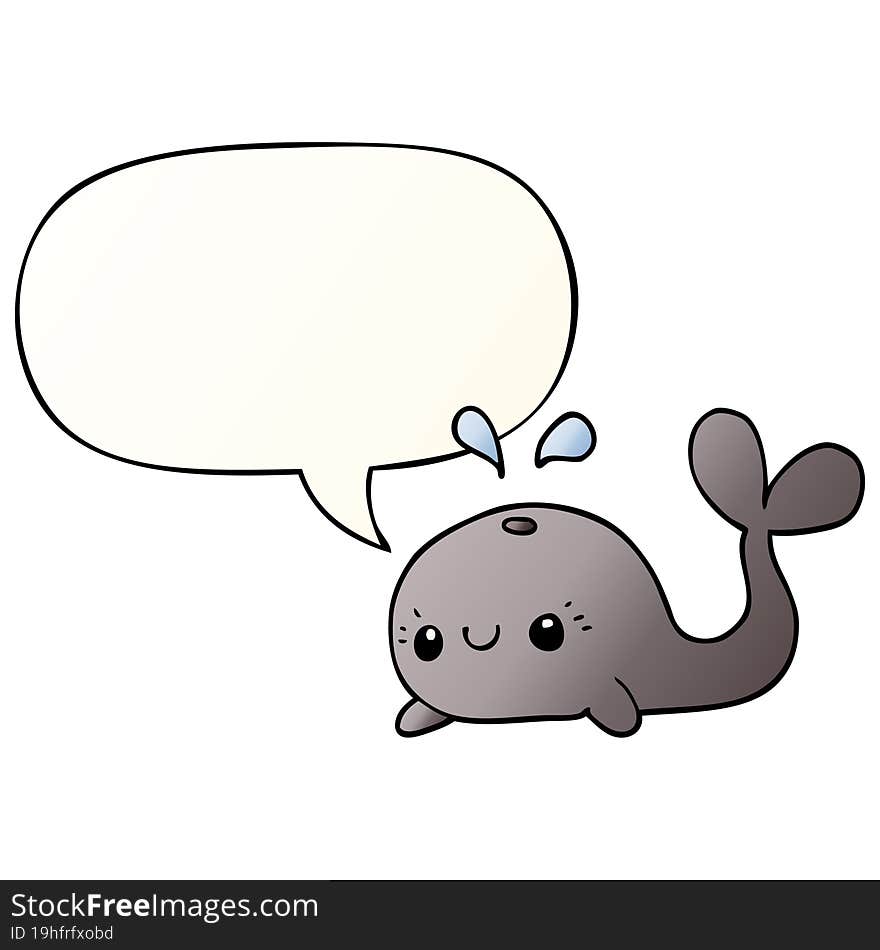 Cute Cartoon Whale And Speech Bubble In Smooth Gradient Style