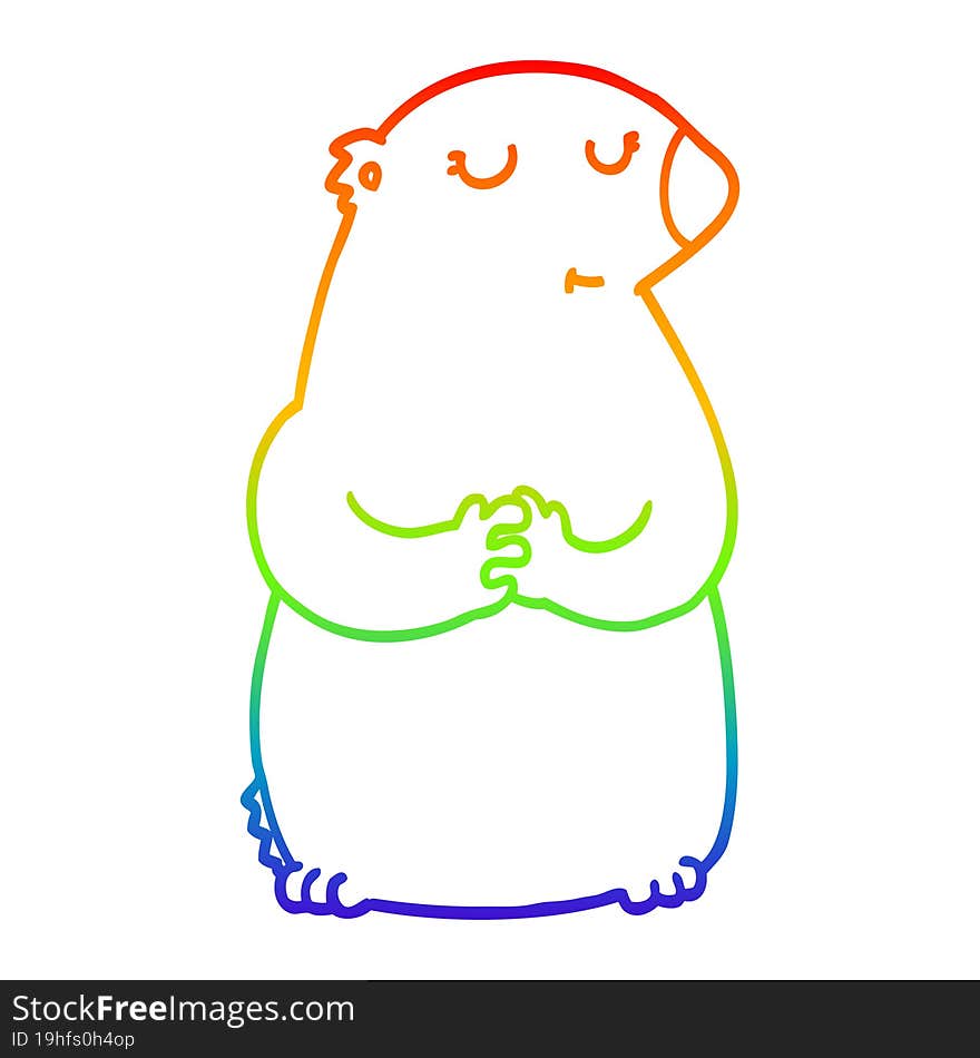 Rainbow Gradient Line Drawing Cute Cartoon Bear