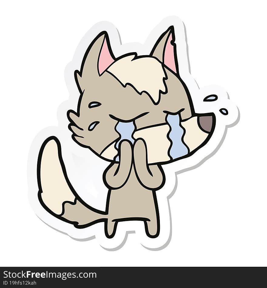 sticker of a cartoon crying wolf