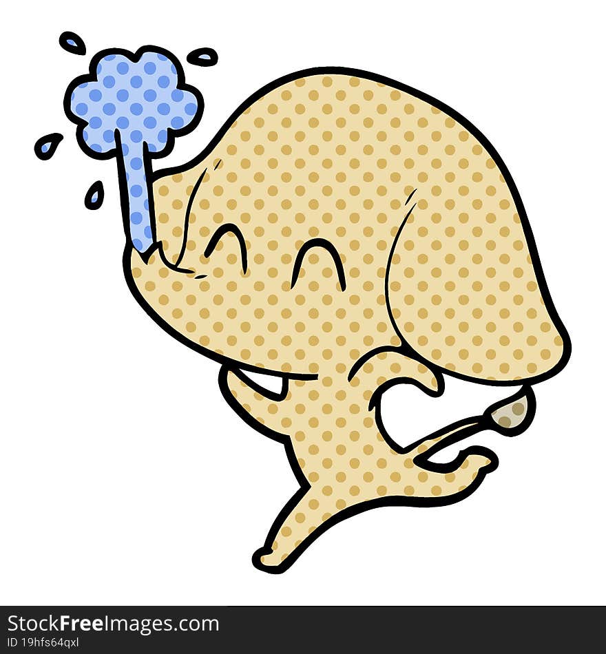 cute cartoon elephant spouting water. cute cartoon elephant spouting water