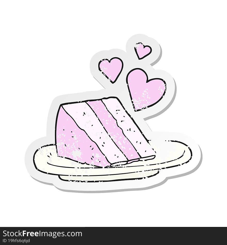 retro distressed sticker of a cartoon lovely cake