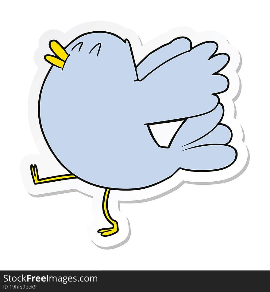 sticker of a cartoon flapping bird