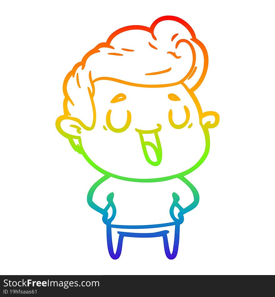 rainbow gradient line drawing of a happy cartoon man