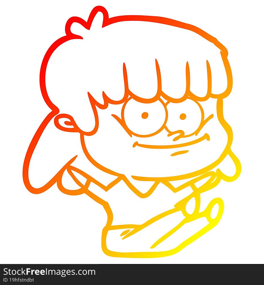 warm gradient line drawing cartoon smiling woman