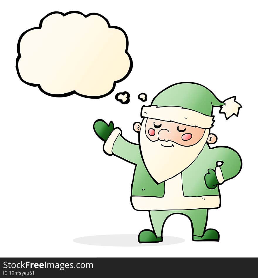 Cartoon Santa Claus With Thought Bubble