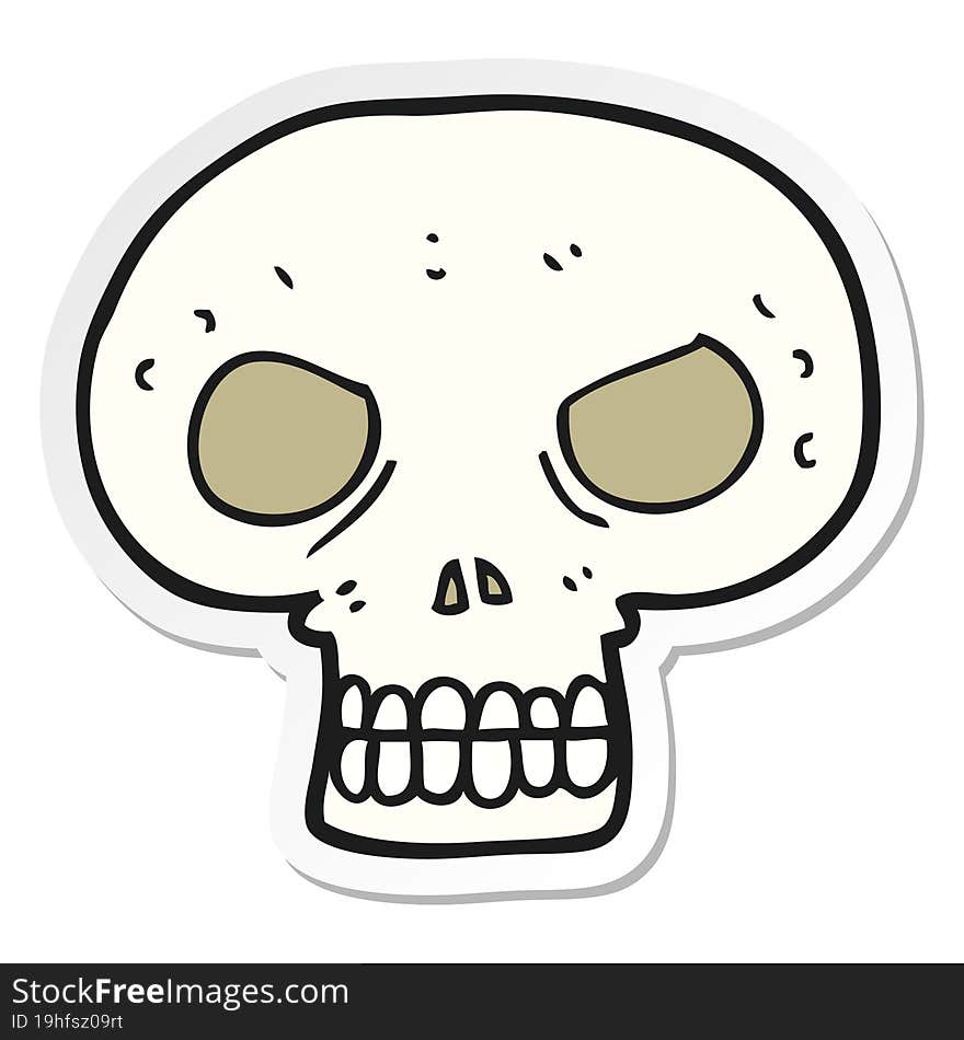 Sticker Of A Cartoon Skull