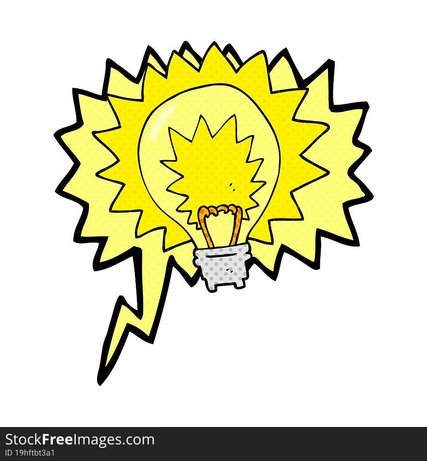 freehand drawn comic book speech bubble cartoon light bulb shining