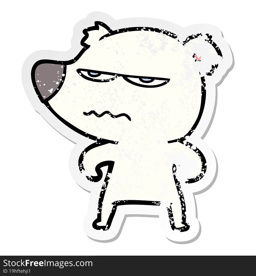 Distressed Sticker Of A Angry Bear Polar Cartoon