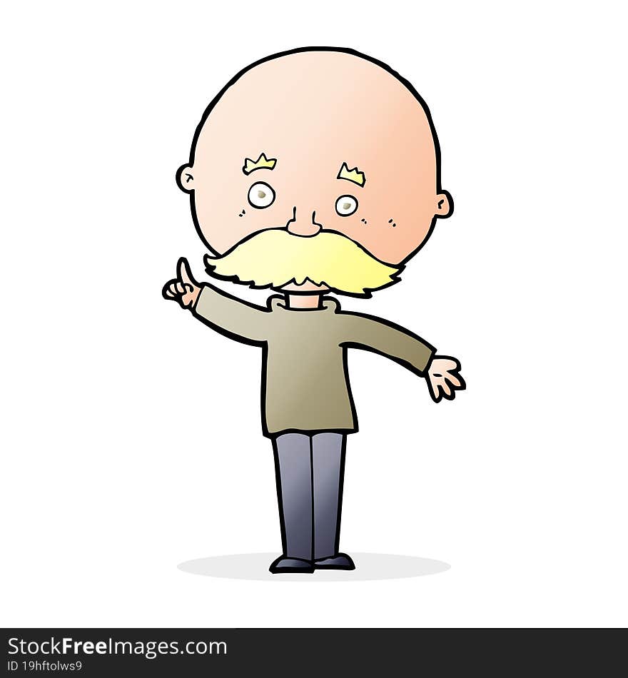 cartoon bald man with idea