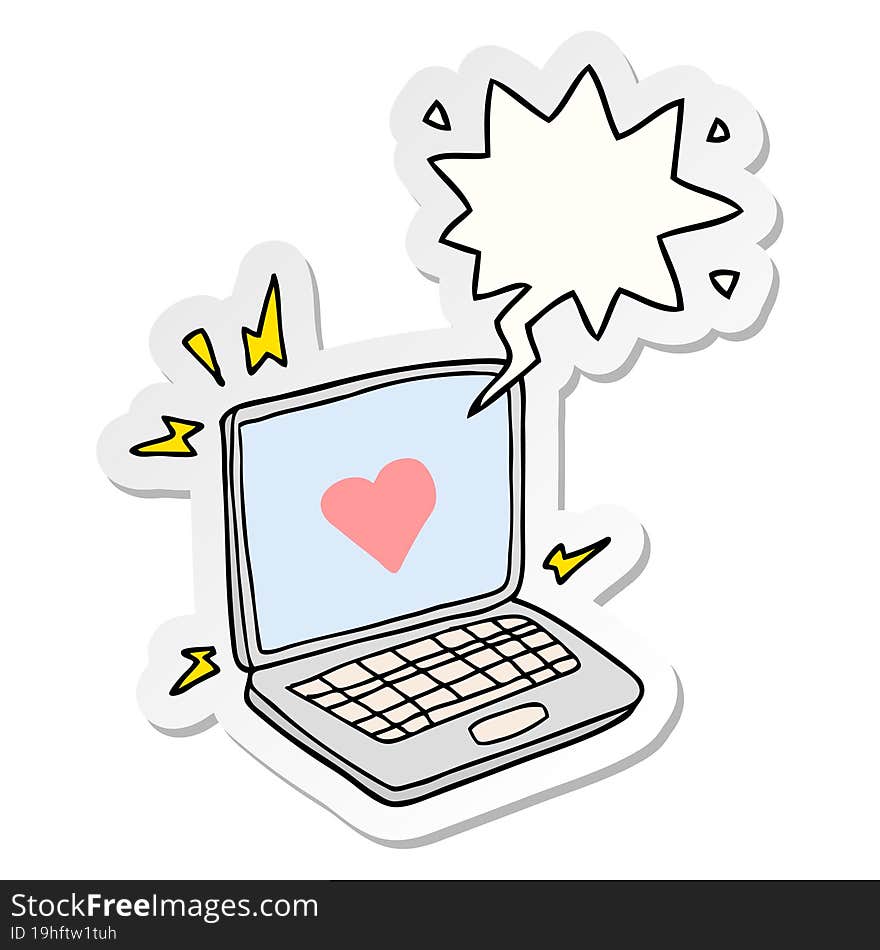 internet dating cartoon  with speech bubble sticker