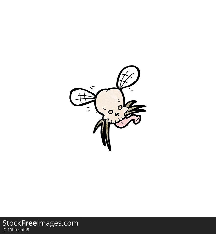 cartoon skull fly