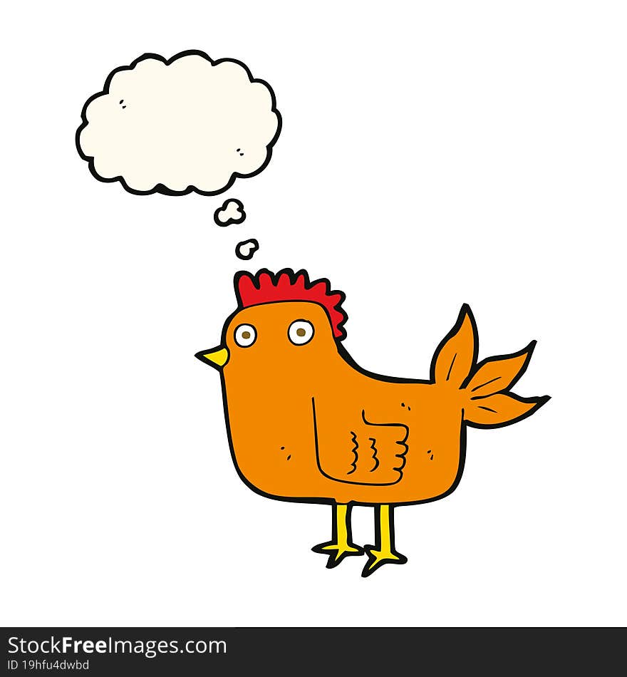 Cartoon Hen With Thought Bubble