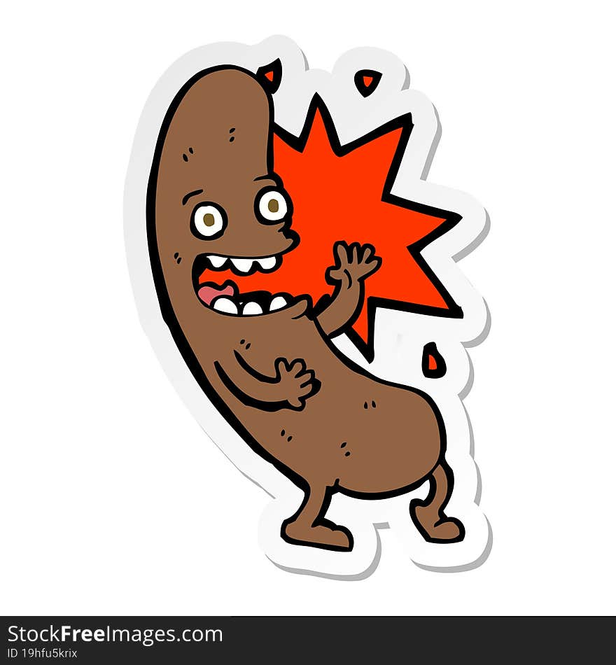 sticker of a cartoon sausage