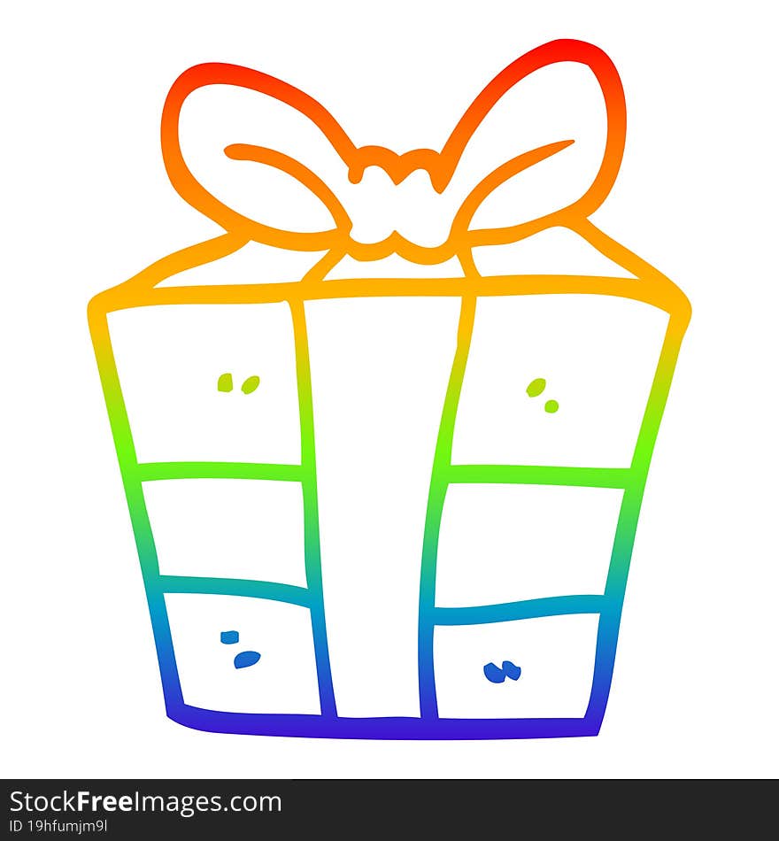 Rainbow Gradient Line Drawing Cartoon Present