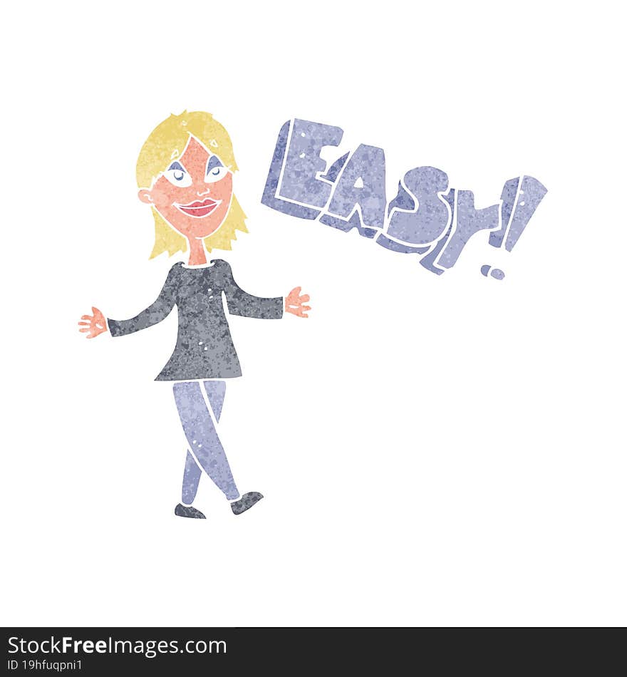 Cartoon Woman Saying Easy