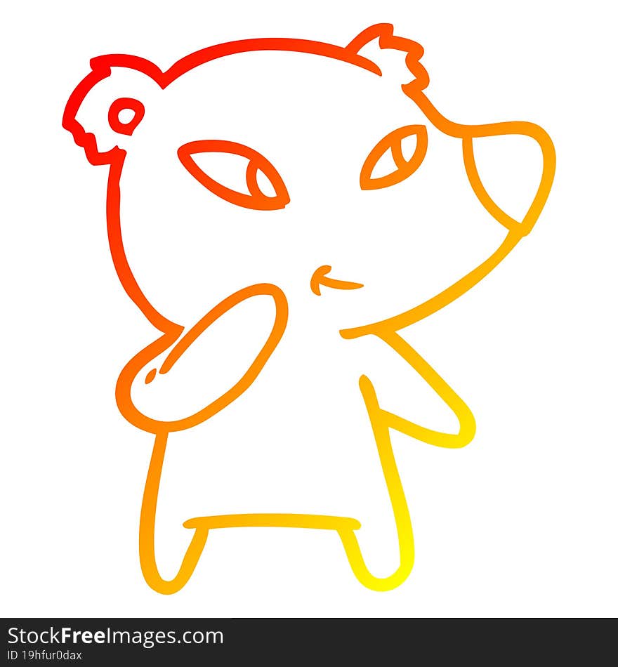 warm gradient line drawing of a cute cartoon bear