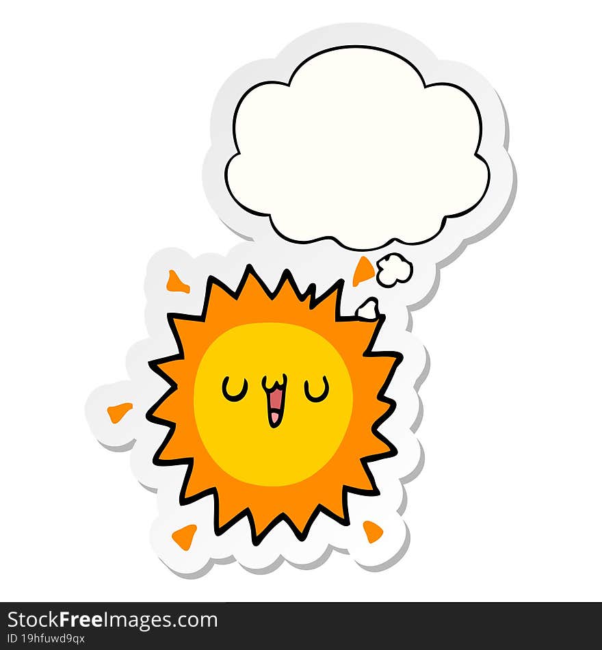 cartoon sun and thought bubble as a printed sticker