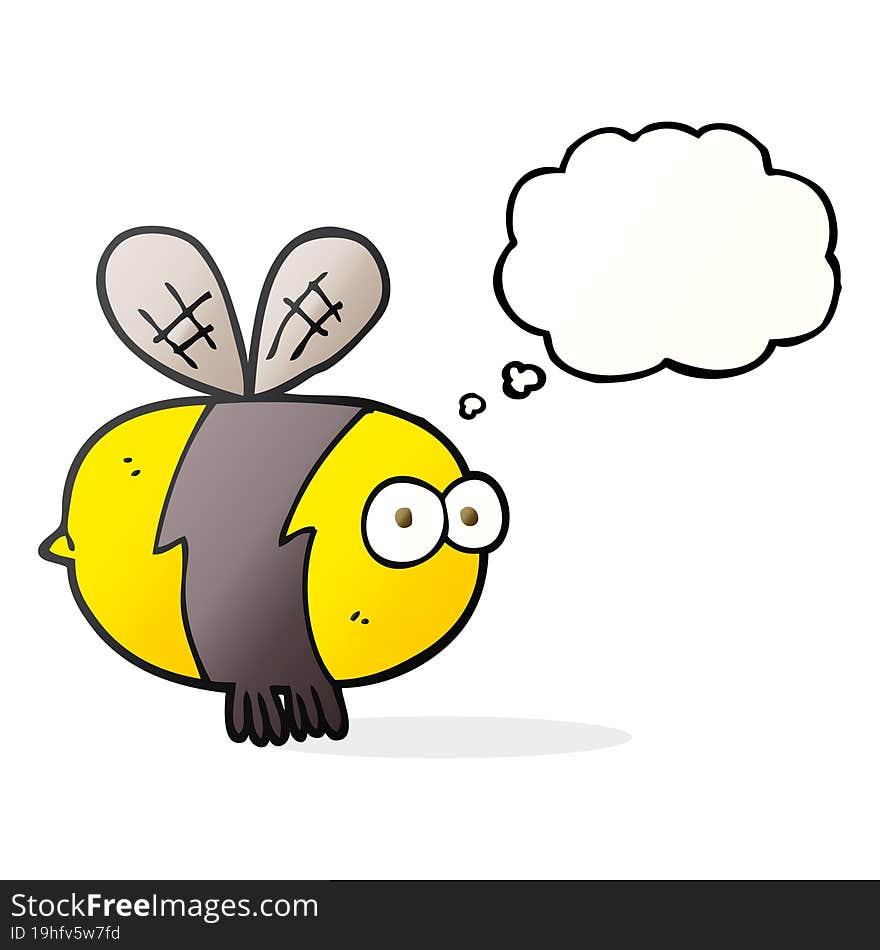 freehand drawn thought bubble cartoon bee