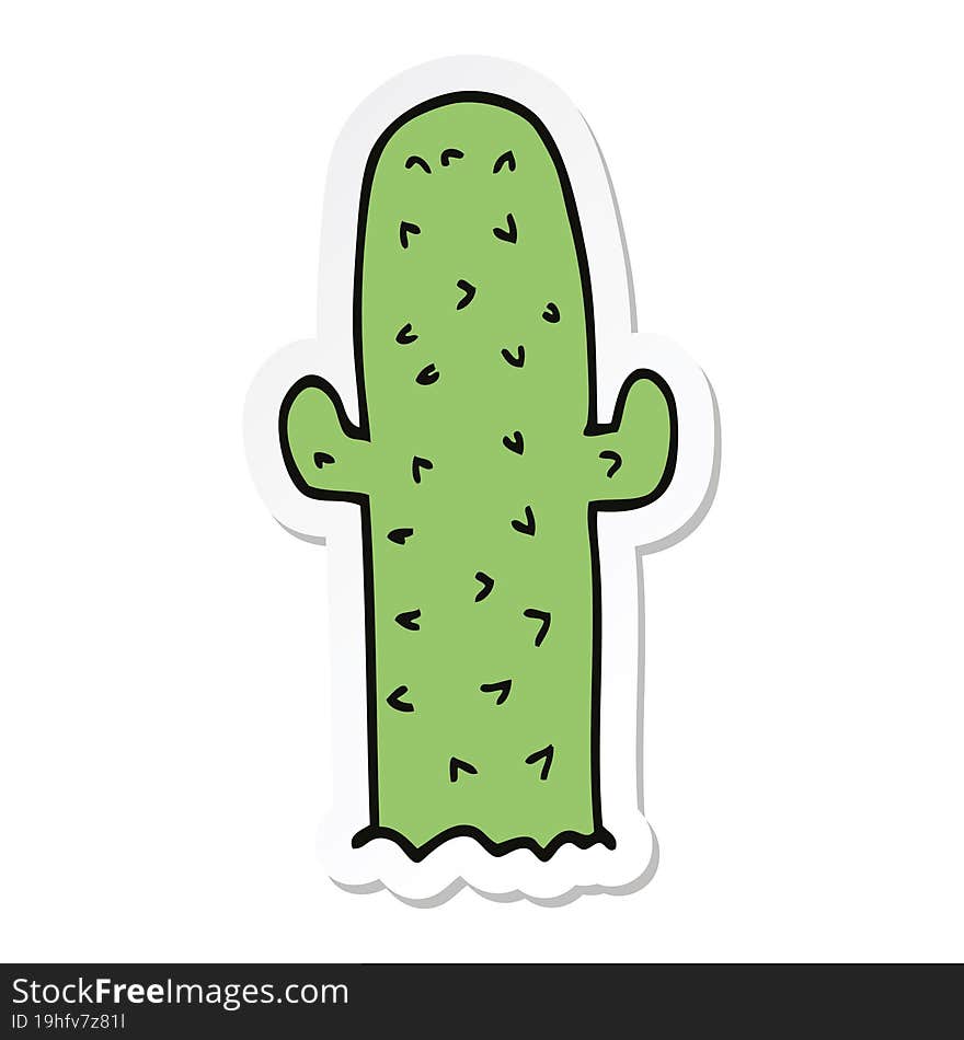 Sticker Of A Cartoon Cactus