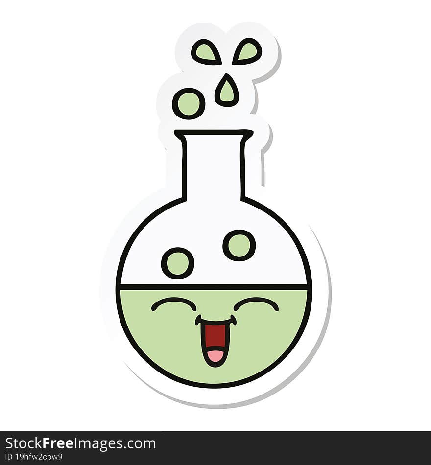 sticker of a cute cartoon test tube