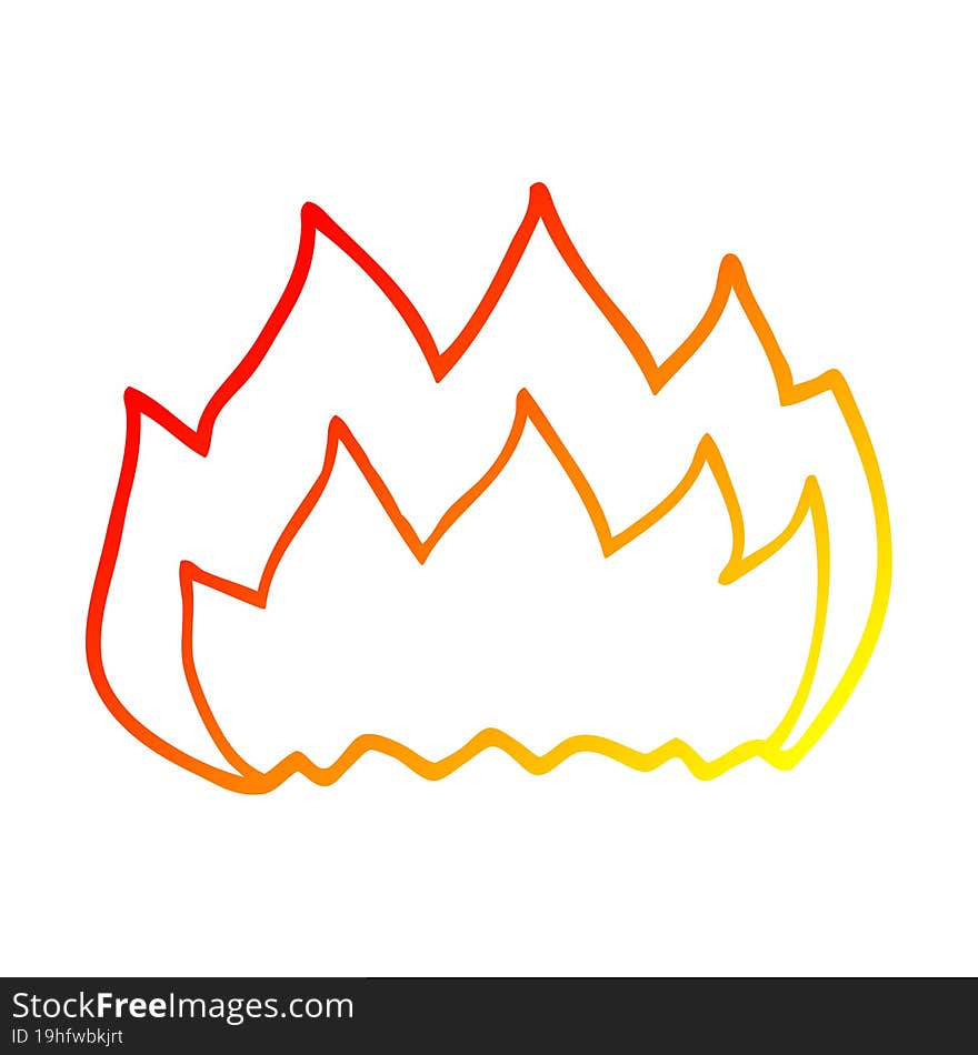 warm gradient line drawing cartoon hot flame