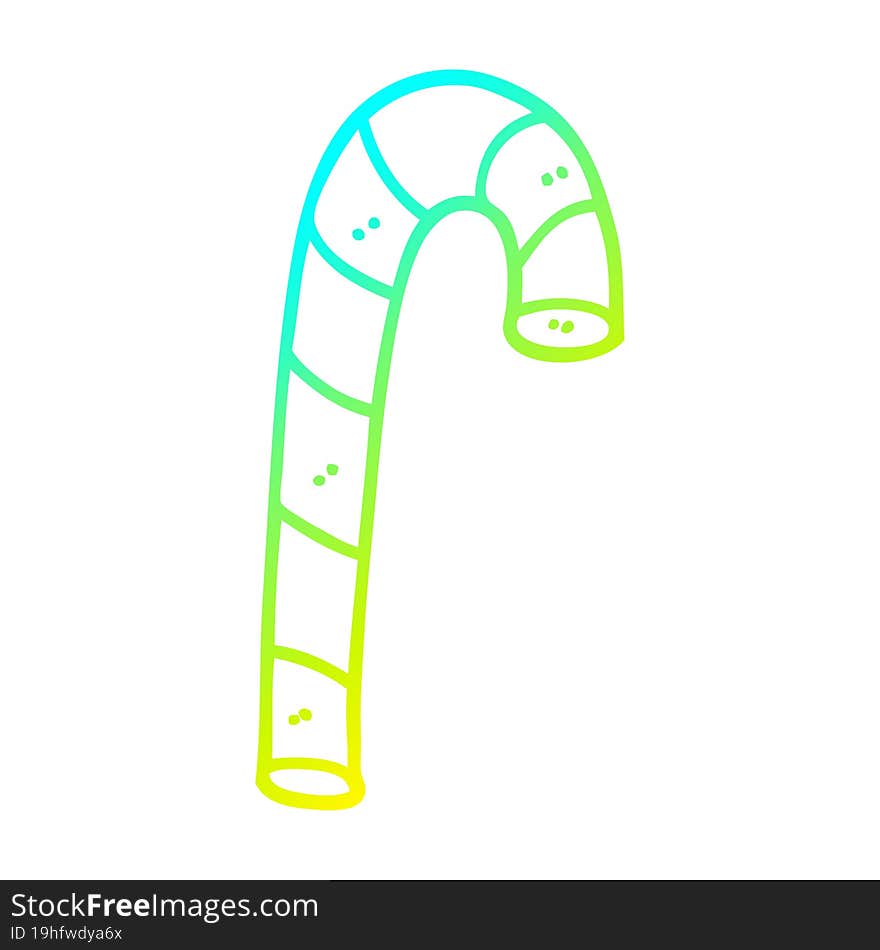 cold gradient line drawing of a cartoon pink candy cane