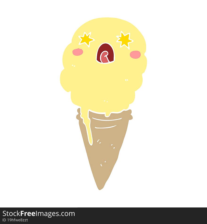 flat color style cartoon shocked ice cream