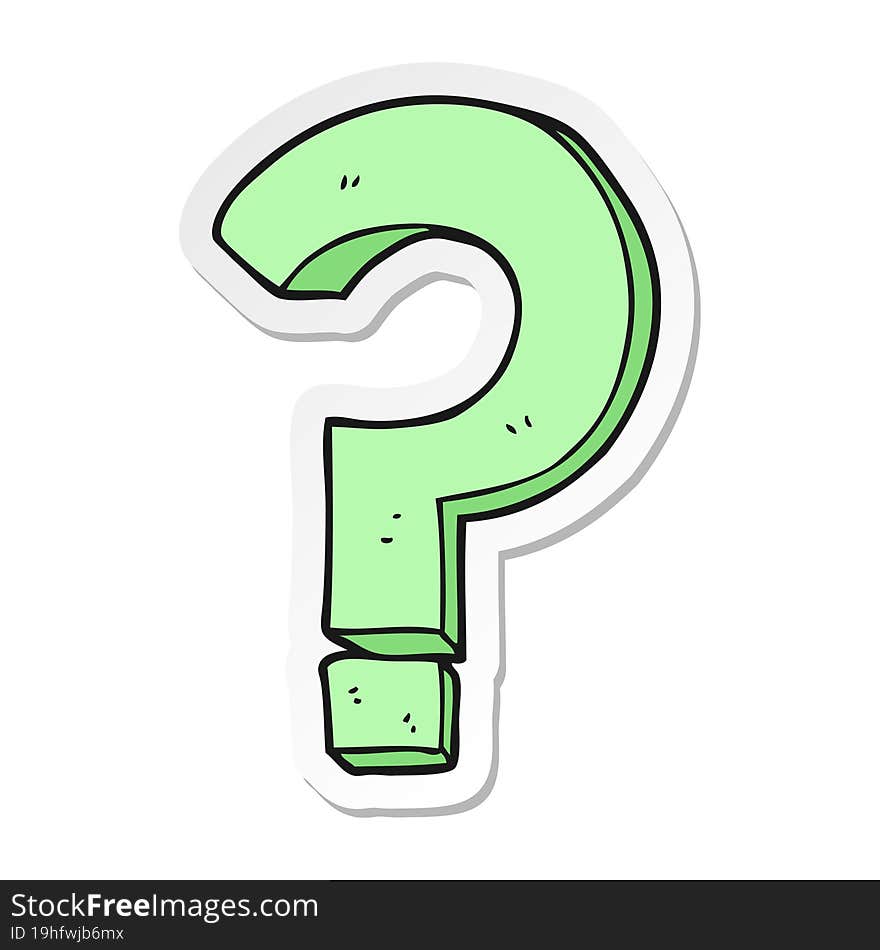 sticker of a cartoon question mark