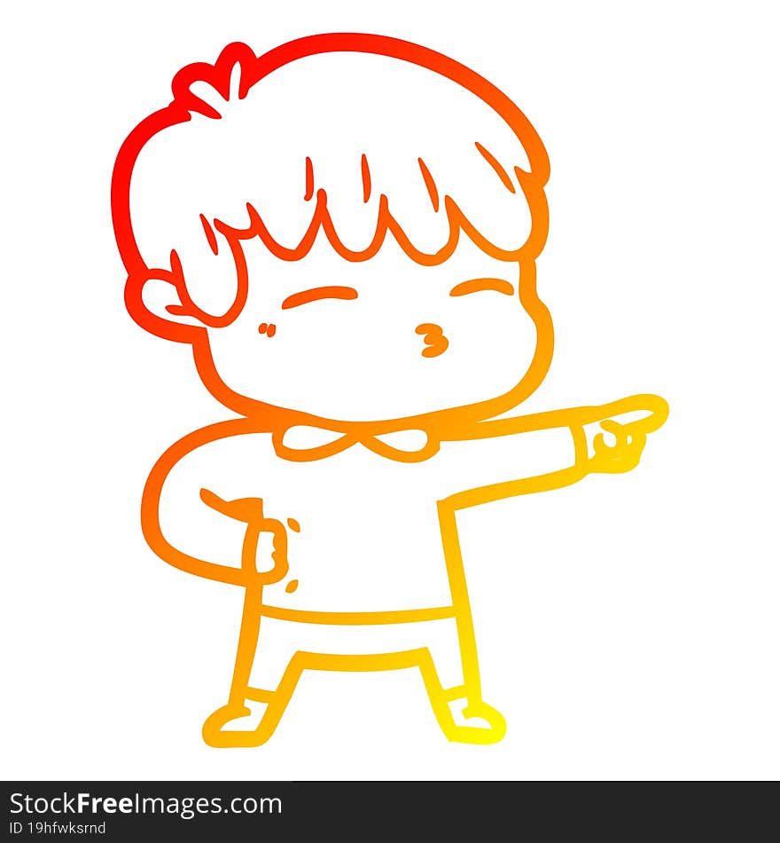 Warm Gradient Line Drawing Cartoon Curious Boy