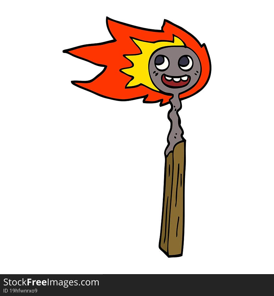 cartoon doodle burnt match