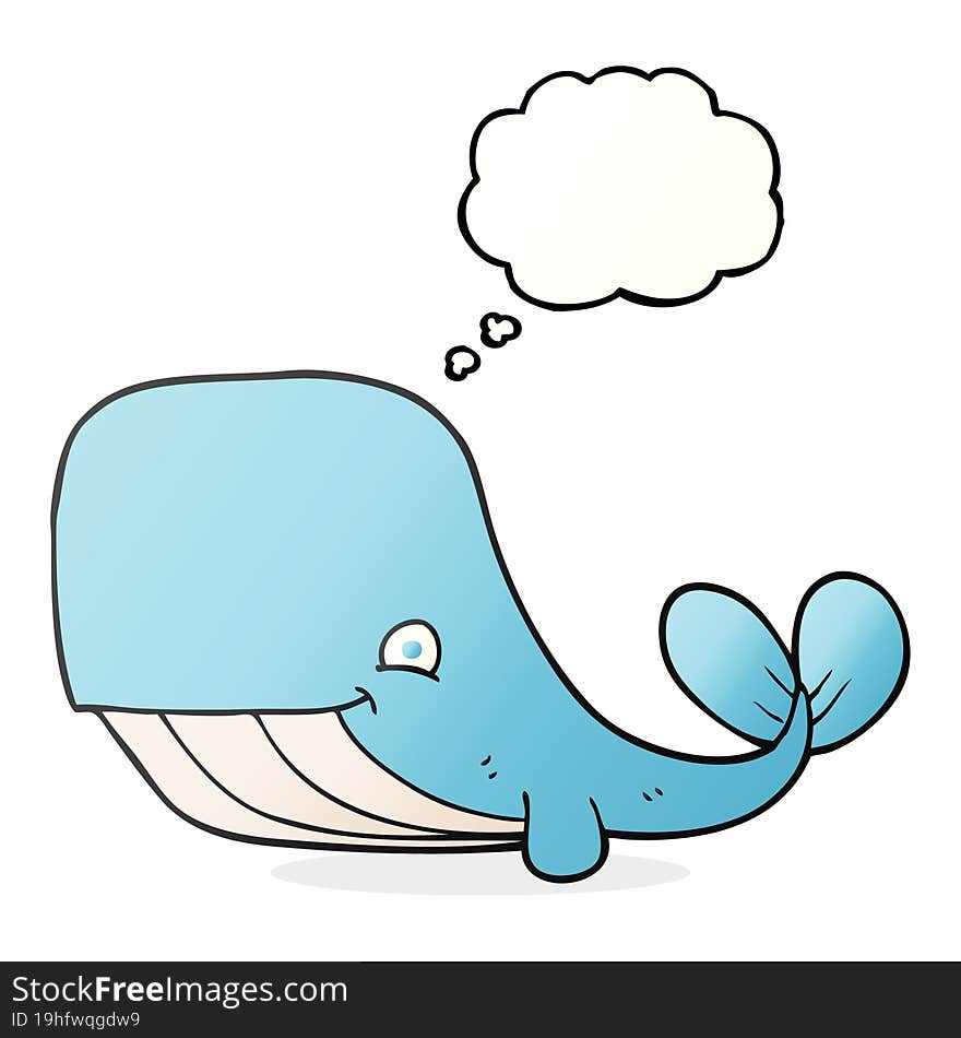 freehand drawn thought bubble cartoon happy whale