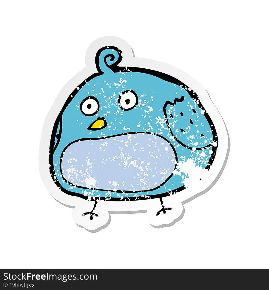 retro distressed sticker of a cartoon fat bird