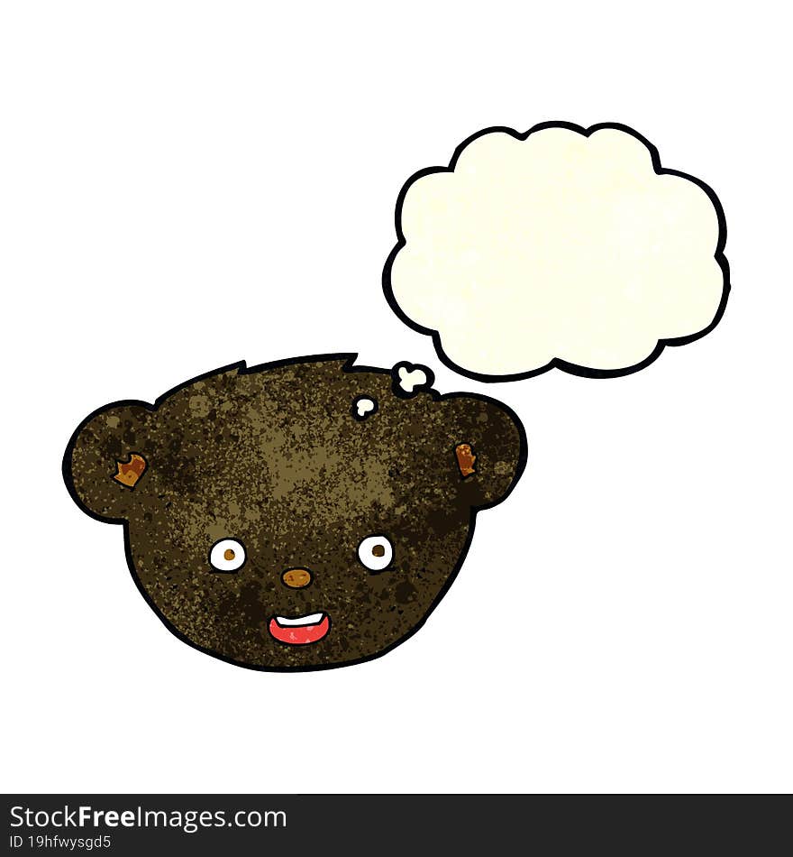 Cartoon Black Bear Face With Thought Bubble