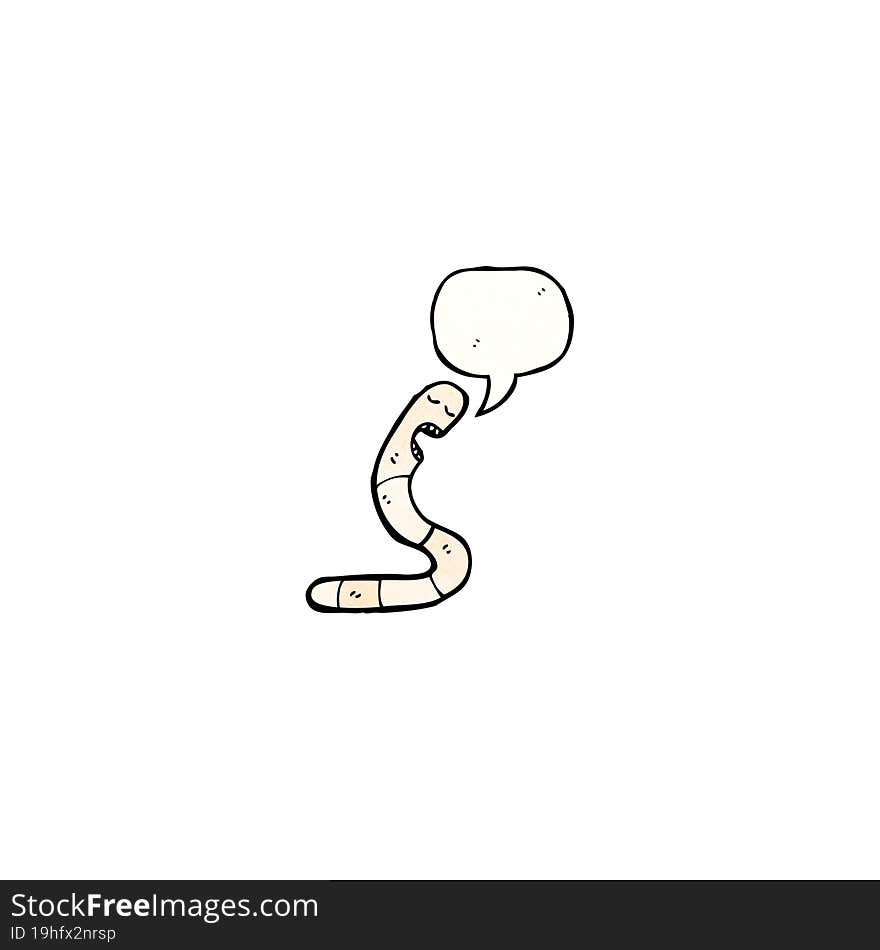 cartoon worm with speech bubble