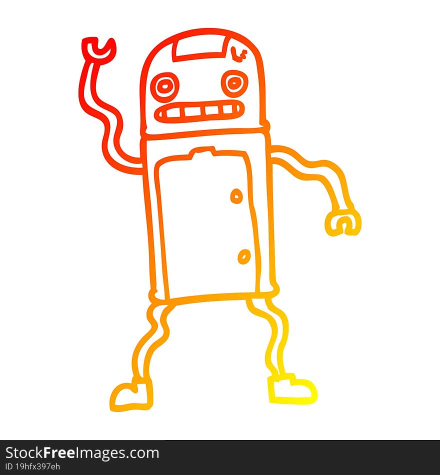 warm gradient line drawing cartoon robot