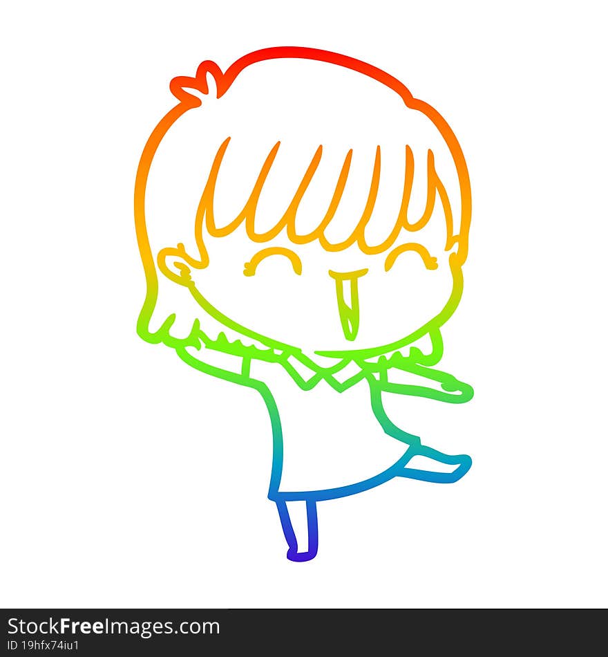 rainbow gradient line drawing of a cartoon woman