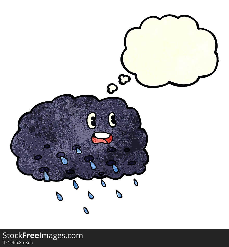 Cartoon Rain Cloud With Thought Bubble