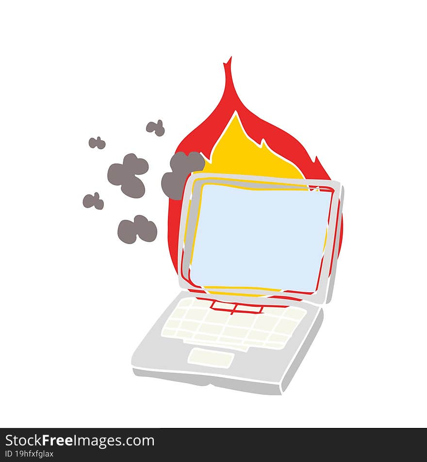 flat color style cartoon broken laptop computer