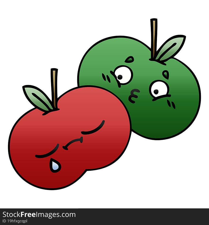 gradient shaded cartoon juicy apple