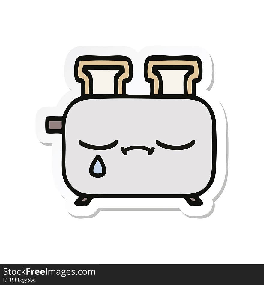 sticker of a cute cartoon of a toaster