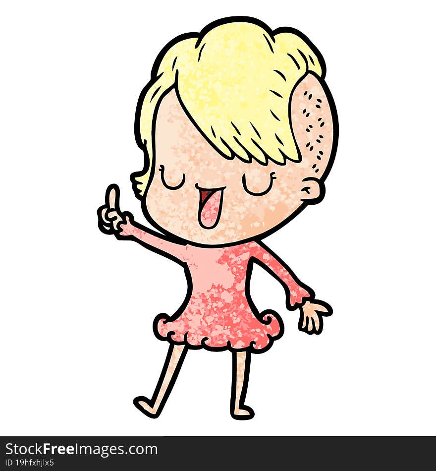 cute cartoon girl with hipster haircut. cute cartoon girl with hipster haircut